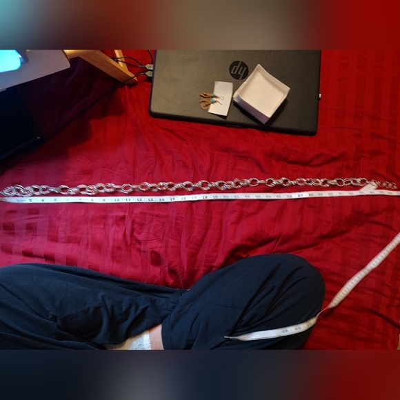 Liz Claiborne Long Silver Chunky Double Link Necklace! - Picture 6 of 11